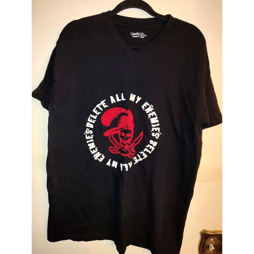 Men's Cotton Net Delete All My Enemies Black Cotton T Shirt Size 1XL